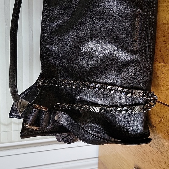 New without tags Burberry check chain satchel black leather - Picture 3 of 7